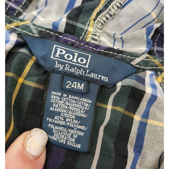Large Pony Plaid Blue POLO Ralph Lauren Boys 24 mth Zip Jacket - Picture 6 of 10